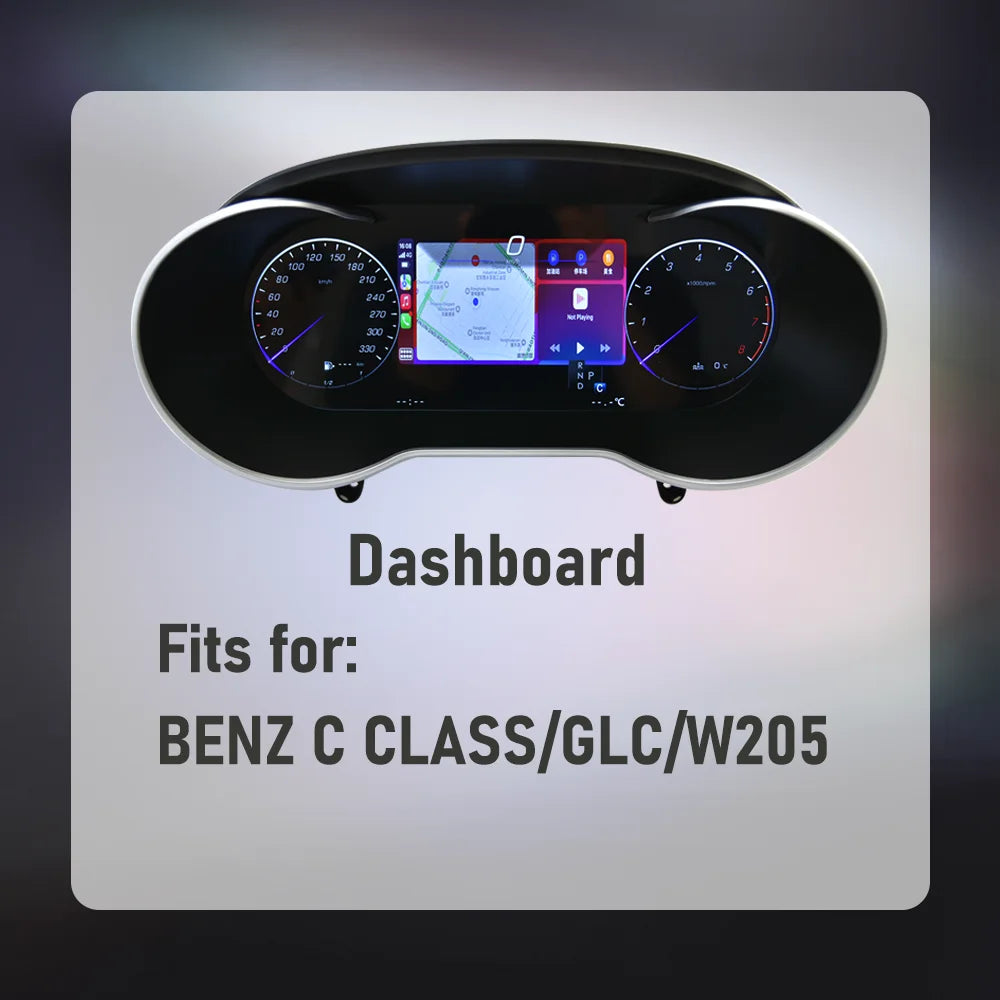 BONROAD 12.3‘’  LCD Digital Dashboard  Wireless CarPlay Android auto Panel Cluster For Mercedes Benz C CLASS GLC W205 Speedometer Virtuele Cockpit Voor