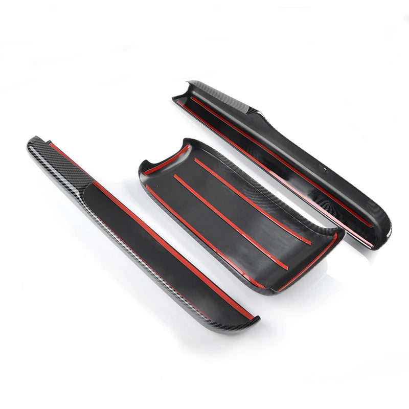 3Pcs Rhyming Car Interior Central Armrest Box Panel Protective Cover Carbon Fiber Accessories Fit For Honda Civic 10th 2016-2021