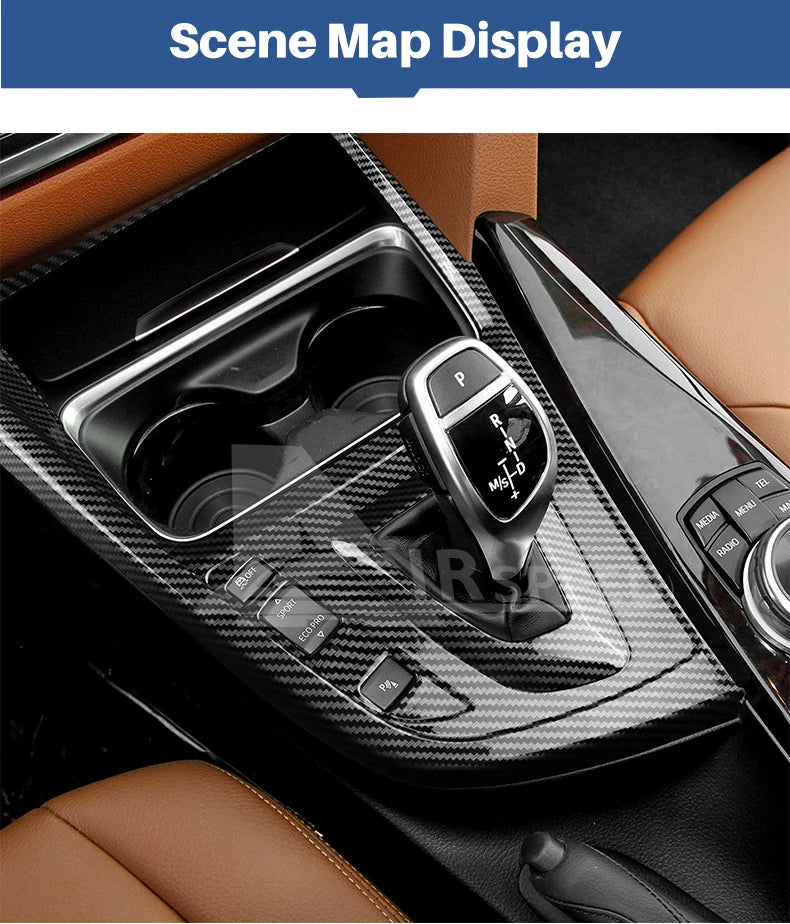 ABS Carbon Fiber Texture Sticker For BMW 3 4 Series 3GT F30 LHD Multimedia Panel Center Gear Shift Trim Car Interior Decoration