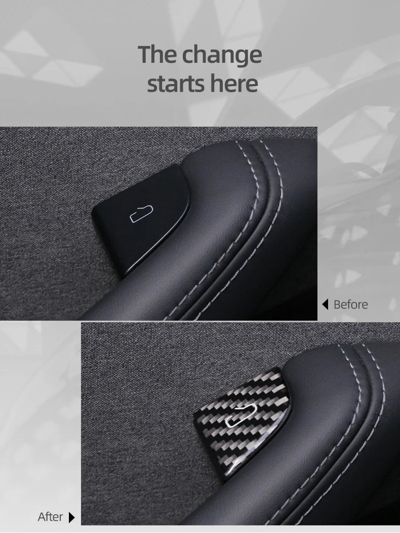 For Tesla Model Y 2019-2025 Juniper Model 3 Highland 2024 Carbon Fiber Car Interior Door Switch Button Trim Stickers Accessories