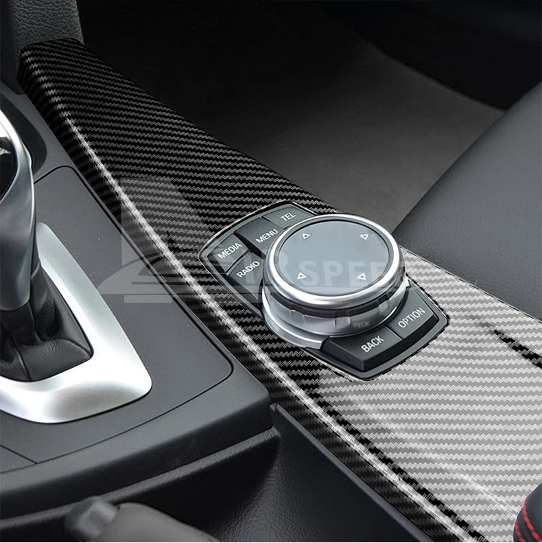 ABS Carbon Fiber Texture Sticker For BMW 3 4 Series 3GT F30 LHD Multimedia Panel Center Gear Shift Trim Car Interior Decoration
