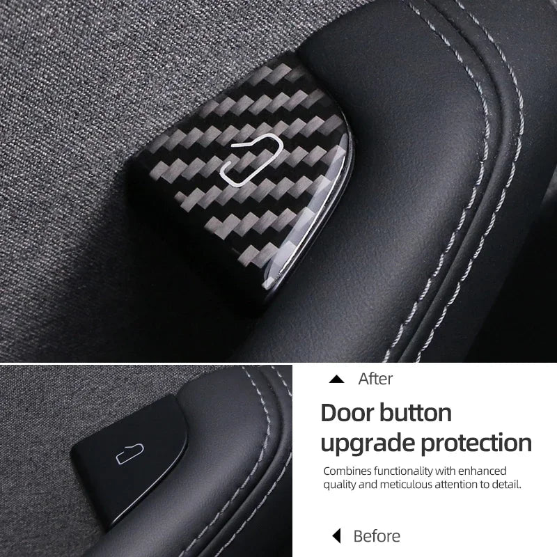 For Tesla Model Y 2019-2025 Juniper Model 3 Highland 2024 Carbon Fiber Car Interior Door Switch Button Trim Stickers Accessories