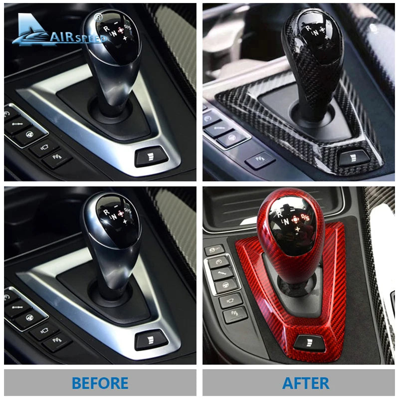 For BMW M3 F80 M4 F82 2014 2015 2016 2017 2018 Gear Shift Knob Panel Real Hard Carbon Fiber Sticker Car Interior Accessories