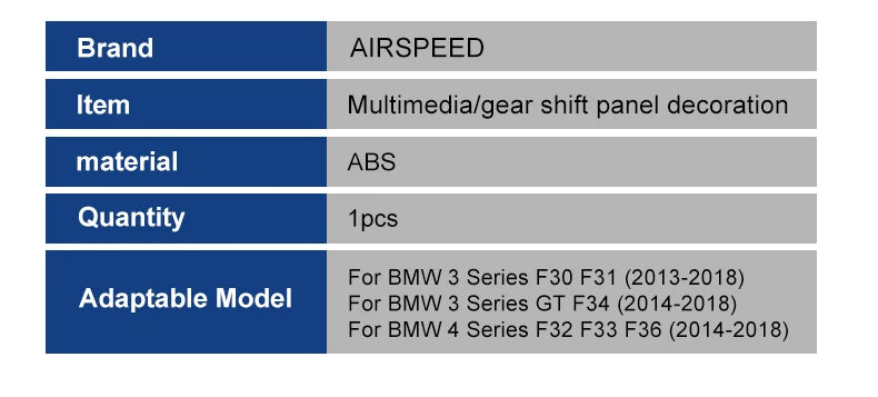 ABS Carbon Fiber Texture Sticker For BMW 3 4 Series 3GT F30 LHD Multimedia Panel Center Gear Shift Trim Car Interior Decoration