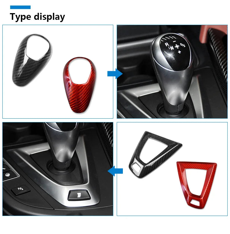 For BMW M3 F80 M4 F82 2014 2015 2016 2017 2018 Gear Shift Knob Panel Real Hard Carbon Fiber Sticker Car Interior Accessories