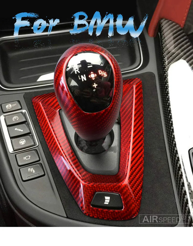 For BMW M3 F80 M4 F82 2014 2015 2016 2017 2018 Gear Shift Knob Panel Real Hard Carbon Fiber Sticker Car Interior Accessories