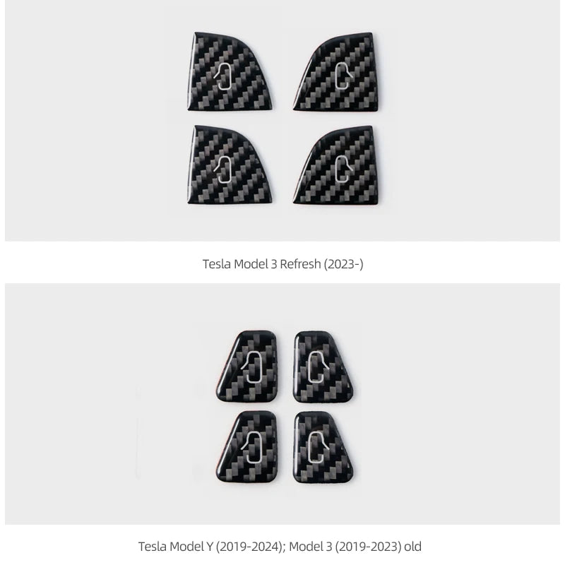 For Tesla Model Y 2019-2025 Juniper Model 3 Highland 2024 Carbon Fiber Car Interior Door Switch Button Trim Stickers Accessories