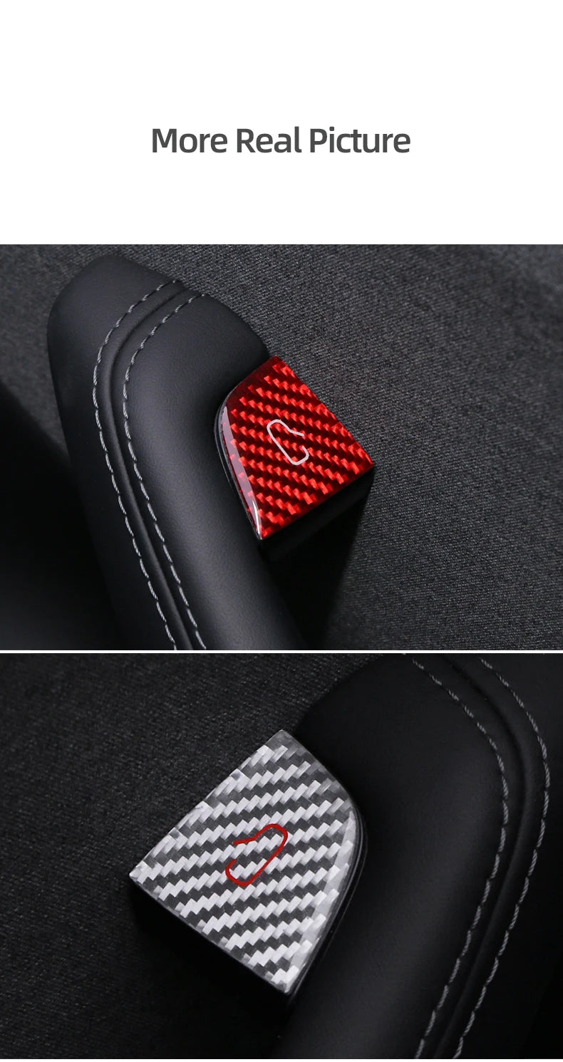 For Tesla Model Y 2019-2025 Juniper Model 3 Highland 2024 Carbon Fiber Car Interior Door Switch Button Trim Stickers Accessories
