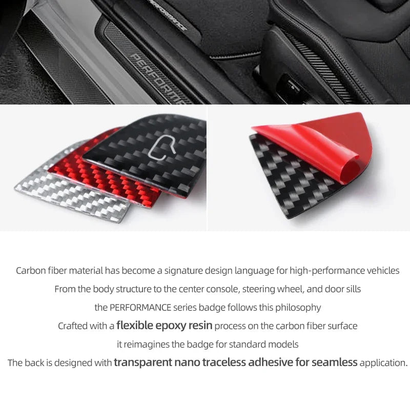 For Tesla Model Y 2019-2025 Juniper Model 3 Highland 2024 Carbon Fiber Car Interior Door Switch Button Trim Stickers Accessories