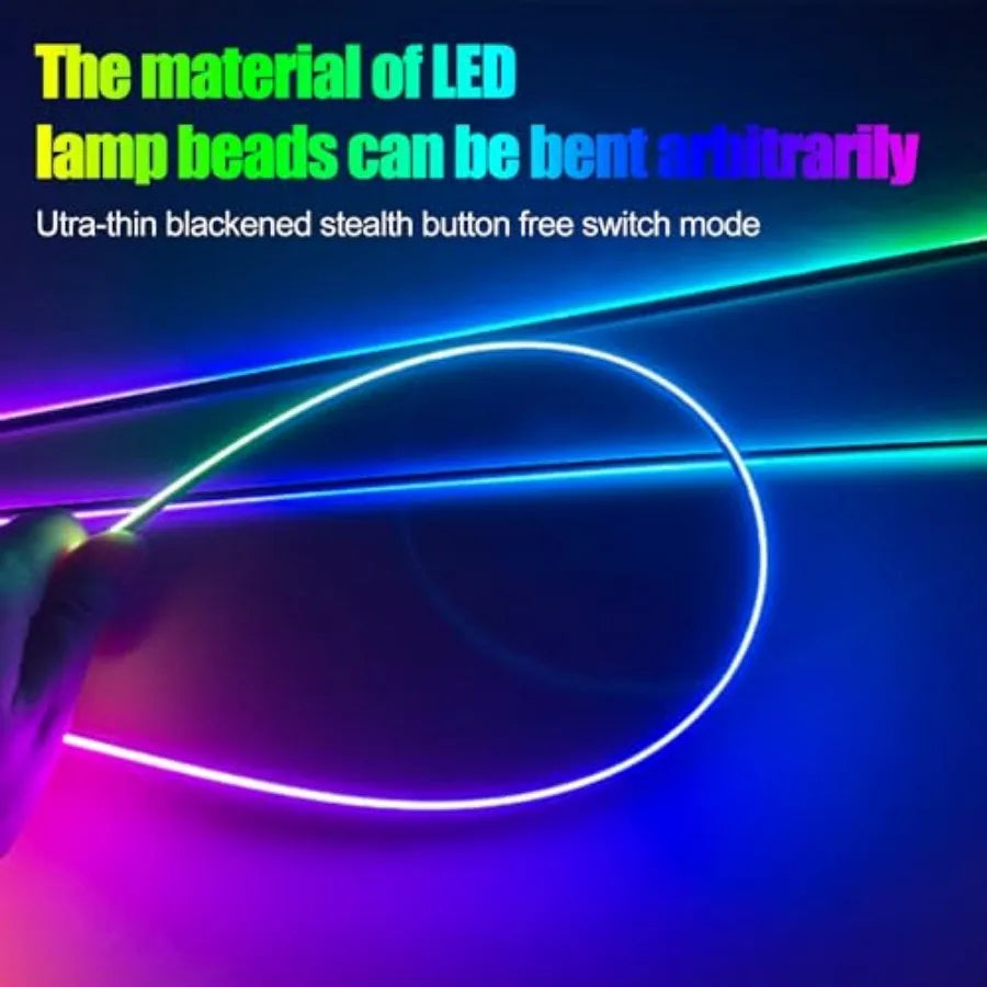 Acrylic Interior Car LED Strip Light with APP 18-in-1 128 Colorful 6 Pieces Fiber Optic Car Decoration Atmosphere Light Kits Du