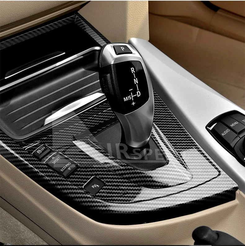 ABS Carbon Fiber Texture Sticker For BMW 3 4 Series 3GT F30 LHD Multimedia Panel Center Gear Shift Trim Car Interior Decoration