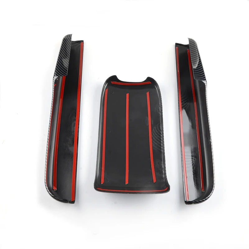 3Pcs Rhyming Car Interior Central Armrest Box Panel Protective Cover Carbon Fiber Accessories Fit For Honda Civic 10th 2016-2021