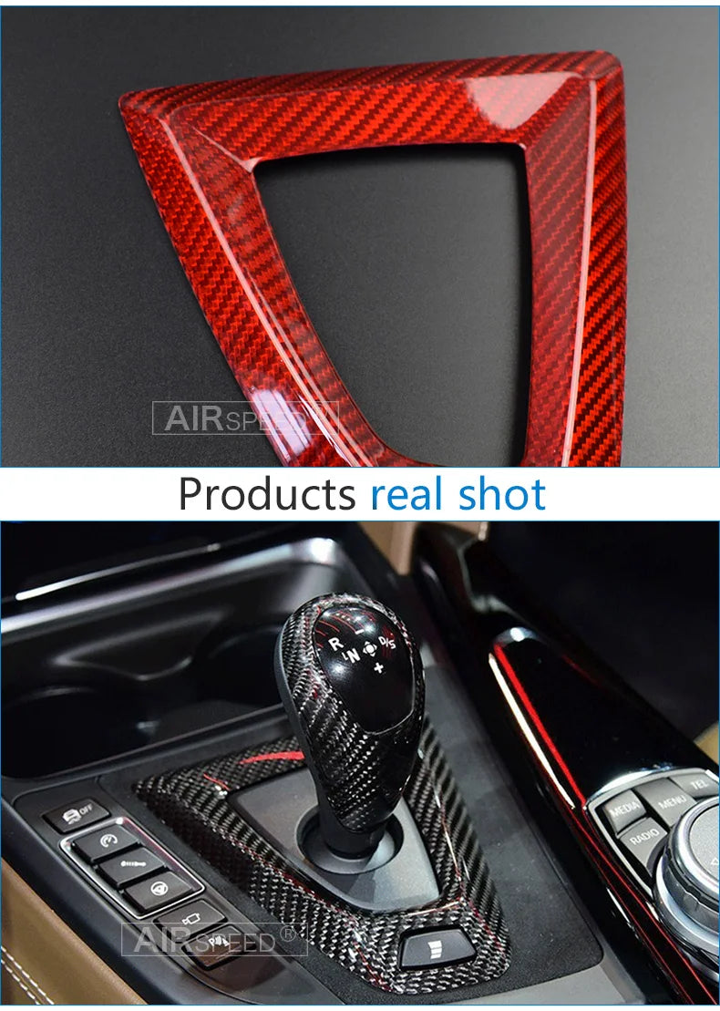 For BMW M3 F80 M4 F82 2014 2015 2016 2017 2018 Gear Shift Knob Panel Real Hard Carbon Fiber Sticker Car Interior Accessories