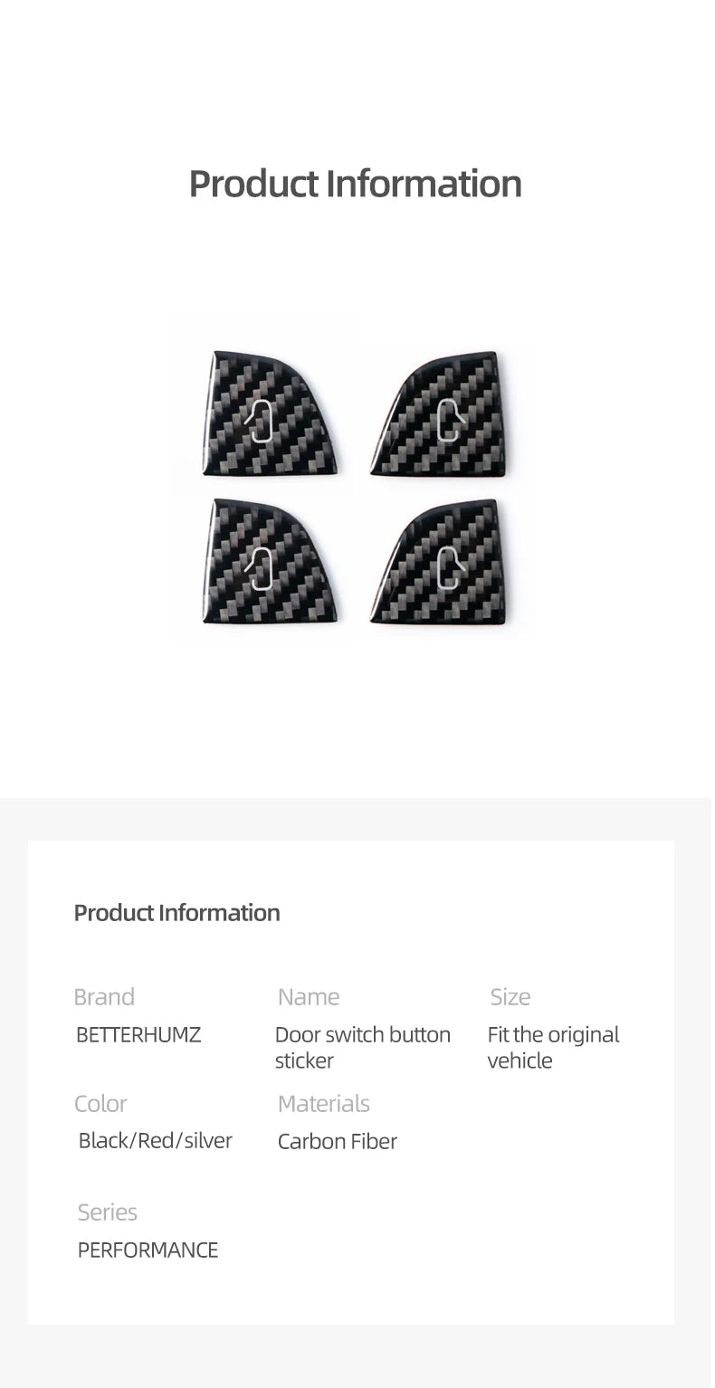 For Tesla Model Y 2019-2025 Juniper Model 3 Highland 2024 Carbon Fiber Car Interior Door Switch Button Trim Stickers Accessories