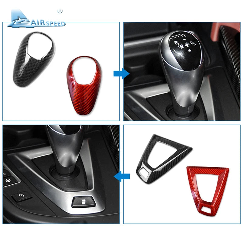 For BMW M3 F80 M4 F82 2014 2015 2016 2017 2018 Gear Shift Knob Panel Real Hard Carbon Fiber Sticker Car Interior Accessories