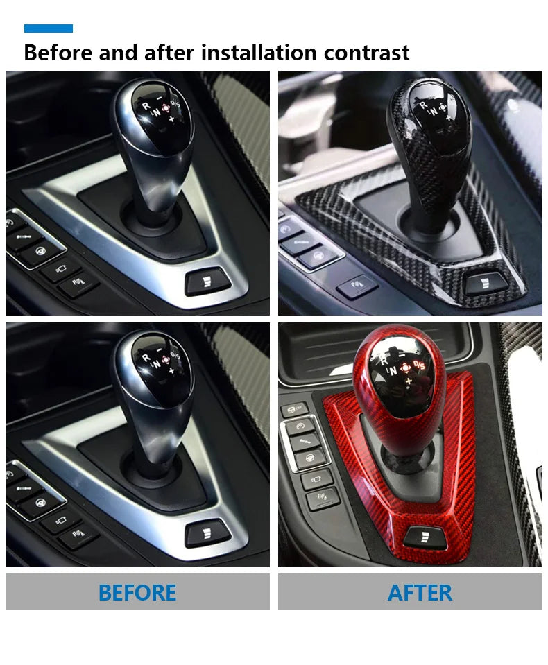For BMW M3 F80 M4 F82 2014 2015 2016 2017 2018 Gear Shift Knob Panel Real Hard Carbon Fiber Sticker Car Interior Accessories