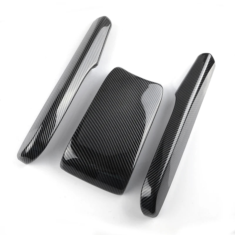 3Pcs Rhyming Car Interior Central Armrest Box Panel Protective Cover Carbon Fiber Accessories Fit For Honda Civic 10th 2016-2021