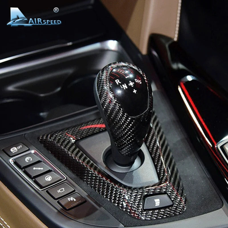 For BMW M3 F80 M4 F82 2014 2015 2016 2017 2018 Gear Shift Knob Panel Real Hard Carbon Fiber Sticker Car Interior Accessories