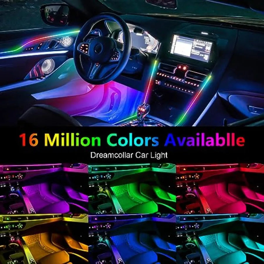 Acrylic Interior Car in 1 LED Strip with APP Control and 213 Color Modes Decorative Car Ambient Lighting Kits