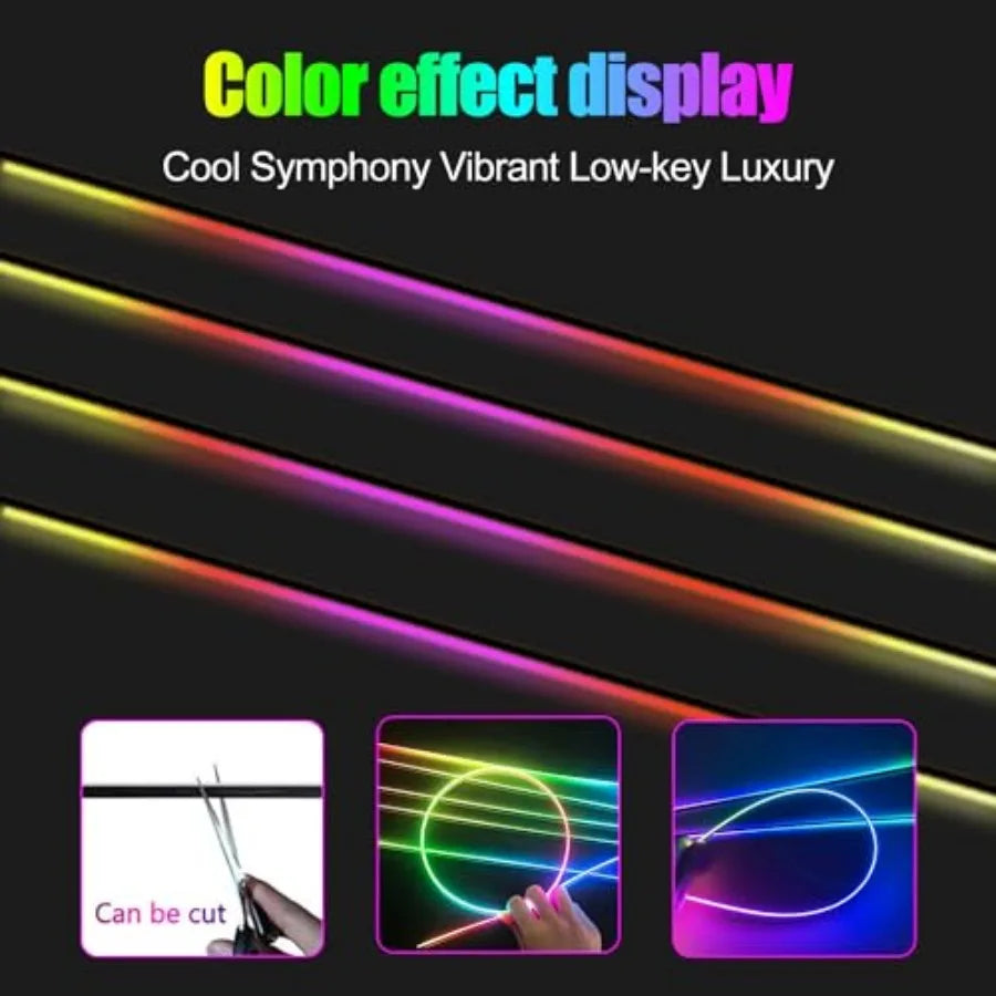 Acrylic Interior Car LED Strip Light with APP 18-in-1 128 Colorful 6 Pieces Fiber Optic Car Decoration Atmosphere Light Kits Du