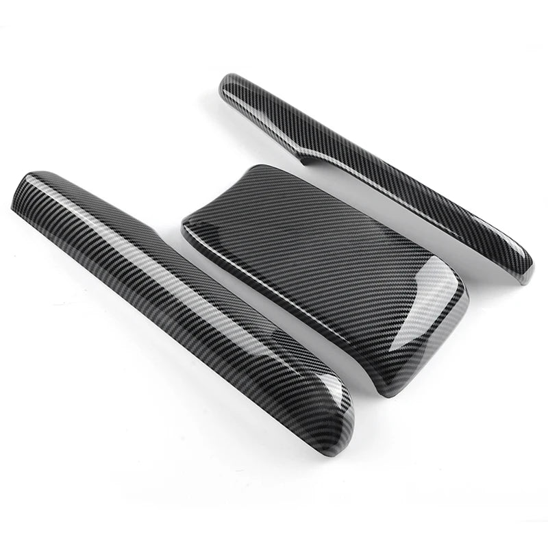 3Pcs Rhyming Car Interior Central Armrest Box Panel Protective Cover Carbon Fiber Accessories Fit For Honda Civic 10th 2016-2021