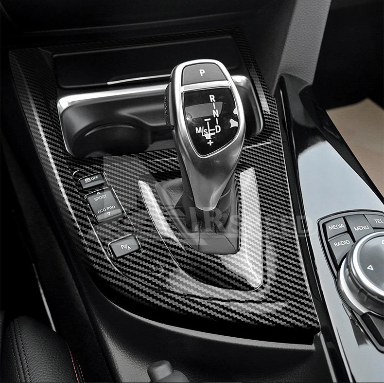 ABS Carbon Fiber Texture Sticker For BMW 3 4 Series 3GT F30 LHD Multimedia Panel Center Gear Shift Trim Car Interior Decoration