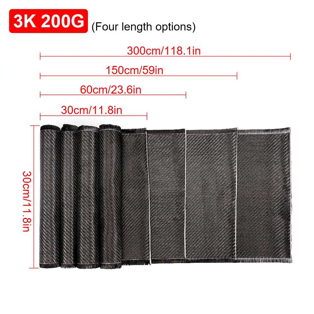 3K 200G Twill Carbon Fiber Cloth 30cm Width High Strength Fabric For Car Modification DIY Industrial Reinforcement